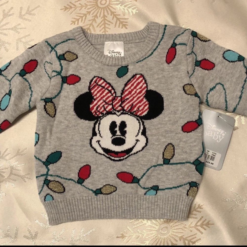 Disney Gray Sweater with Minnie Mouse and Colorful Lights